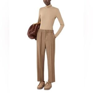 The Row silk turtleneck lightweight knit top gold beige tan